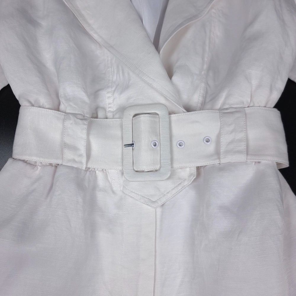 SIR the Label Linen Dalila Belted Short Sleeve Romper Playsuit White 2 Minimal - Picture 5 of 8